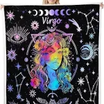 Manfei Virgo Throw Blanket 12 Constellations Zodiac Blanket for Couch Sofa, Trippy Astrology Bed Blanket for Kids Boys Girls Room Decor, Soft and Breathable Fleece Blanket(50 x 60 Inches) - Virgo Blanket for men