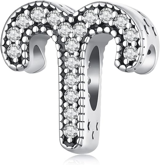 Zodiac Charm Openwork Star Zodiac Bead 925 Sterling Silver Birthday Charm Fits Bracelet - Aries Bracelet for men