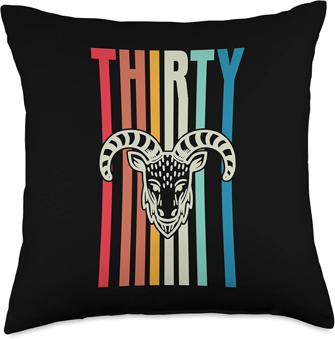 Retro Vintage Style Aries Sign 30th Birthday Party Supply Throw Pillow - Aries Pillow for men