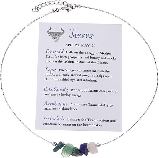 12 Constellation Zodiac Sign Choker Necklace Raw Crystal Natural Stone Healing Chakra Gemstone Horoscope Astrology Jewelry for Women Birthday Gift - Taurus for men