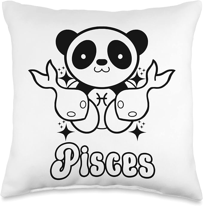 Pisces Zodiac Sign Kawaii Panda Bear Birthday Horoscope Throw Pillow - Pisces Pillow for men