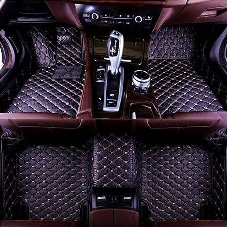Car Floor Mats for 96% Sedan SUV Sports Customize Liners Car Floor mat Pads Leather Full Coverage Emergency Waterproof Custom Floor mats Carpets (Black Gold) - Virgo Car Floor Mat for men