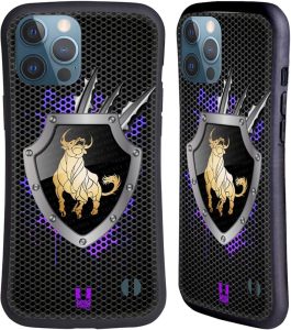 Head Case Designs Taurus Metal Zodiac Hybrid Case Compatible with Apple iPhone 13 Pro Max - Taurus Phone Case for men