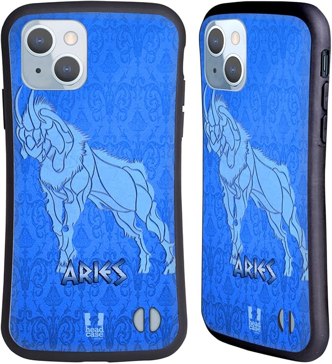 Head Case Designs Aries Zodiac Signs Hybrid Case Compatible with Apple iPhone 14 - Aries Phone Case for men