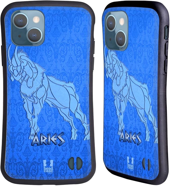 Head Case Designs Aries Zodiac Signs Hybrid Case Compatible with Apple iPhone 13 - Aries Phone Case for men
