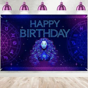 Constellation Virgo Banner Happy Birthday Backdrop Astronomy Themed Zodiac Gifts Virgo Gifts for Women Men Virgo Party Virgo Birthday Party Supplies Zodiac Birthday Party Decorations Décor - Virgo Poster for men