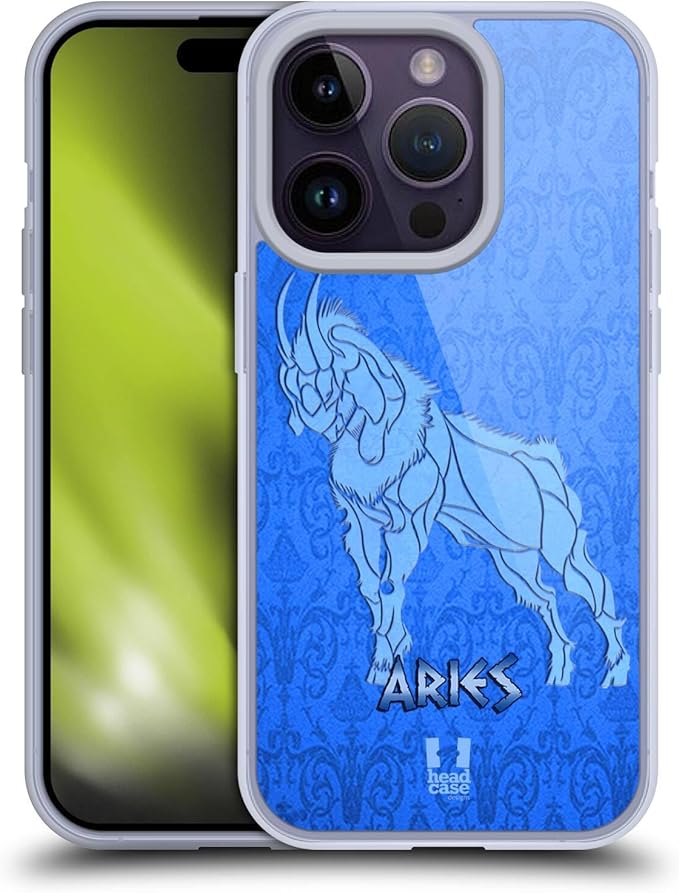 Head Case Designs Aries Zodiac Signs Gel Case [Military Grade Protection] Compatible with Apple iPhone 14 Pro and Compatible with MagSafe - Aries Phone Case for men