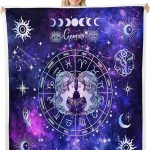 Gemini Kids Throw Blanket,12 Constellations Astrology Zodiac Bed Blanket for Girls Boys Adults,Sun Moon Starry Sky Galaxy Fleece Blanket,Purple Romantic Fuzzy Blanket,Baby Size (30 x 39 Inches) - Gemini Blanket for men
