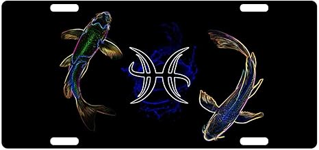 Pisces License Plate Sign 6" X 12" Zodiac Sign Fish Version - Pisces Canvas for men