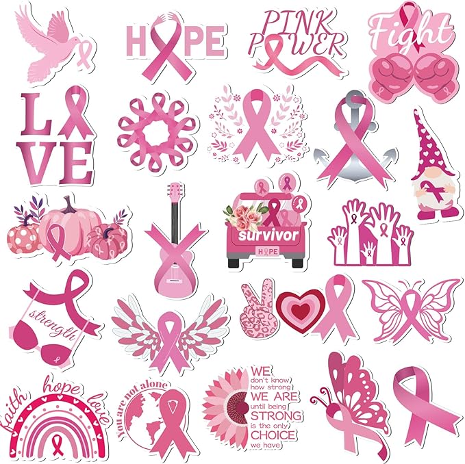 Breast Cancer Awareness Magnets, JULMELON 22pcs Breast Cancer Awareness Pink Ribbon Car Magnets Decorations Accessories for Charity Event Supplies Home Fridge Car Bumpers Party Decor - Cancer Car Accessories for men