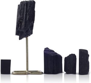 Zodiac Sign Pisces Power Crystal Set of 5- Black Tourmaline for Protection • Alchemy • GROUNDING- 3 Rough Natural Form Healing Stones, 1 Rough Specimen Stone with 1 SHUNGITE Protection Chip - Pisces for men