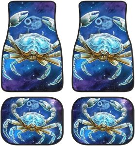 Starry Sky Cancer Zodiac Sign 4-Piece Car Floor Mats Front and Rear Rubber Backing Carpet, Auto Foot Mats All Weather Universal Fit Car Decor Accessories Fit for SUV, Vans, Sedans, Trucks - Virgo Car Floor Mat for men