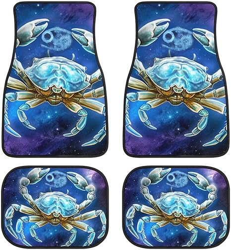 Starry Sky Cancer Zodiac Sign 4-Piece Car Floor Mats Front and Rear Rubber Backing Carpet, Auto Foot Mats All Weather Universal Fit Car Decor Accessories Fit for SUV, Vans, Sedans, Trucks - Virgo Car Floor Mat for men