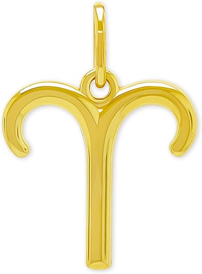 Gold Zodiac Astrology Sign Charm Pendant - 10 Karat Gold - Zodiac Horoscope Pendant - Aries Necklace for men
