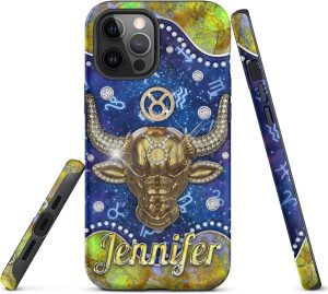 Personalized Taurus Jewelry Phone Case Custom Name Zodiac Jewelry Phone Case Gifts for Women Protective Cover Customized with Clear Case Tough Case For iPhone 15 14 12 13 11 X XR XS Promax Plus - Taurus Phone Case for men