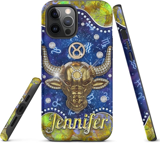 Personalized Taurus Jewelry Phone Case Custom Name Zodiac Jewelry Phone Case Gifts for Women Protective Cover Customized with Clear Case Tough Case For iPhone 15 14 12 13 11 X XR XS Promax Plus - Taurus Phone Case for men