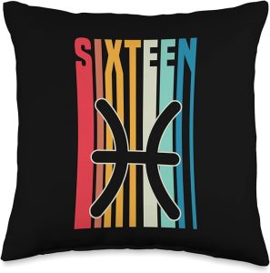 Retro Vintage Style Pisces Sign 16th Birthday Party Supply Throw Pillow - Pisces Pillow for men
