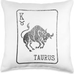 Taurus Bull Playing Card Zodiac Taurean Horoscope Star Sign Throw Pillow - Taurus Pillow for men