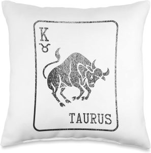 Taurus Bull Playing Card Zodiac Taurean Horoscope Star Sign Throw Pillow - Taurus Pillow for men