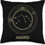 Stars Lover Mythology Observatory Science Night Zodiac Sign Constellation Aquarius Astrology Astronomy Throw Pillow, 16x16, Multicolor - Aquarius Pillow for men