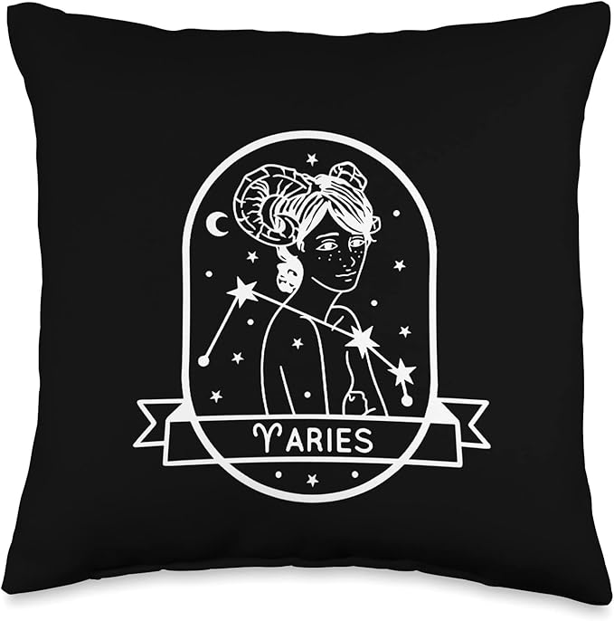 Stars Aligned Aries/Zodiac/Horoscope/Star Sign/Ram/Constellation Throw Pillow, 16x16, Multicolor - Aries Pillow for men