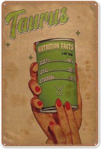 Zodiac Taurus Astrology Vintage Poster, Taurus Zodiac Features Poster, Taurus Zodiac Wall Print, Tau Metal Sign Tin,Wall Art, Metal Sign Tin,Wall Art, Metal Tin Sign 5.5 X 8 Inch - Taurus Products for men