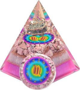 Horoscope Orgone Pyramid & Palm Stone Set, Healing Crystal Scorpio Zodiac Sign Gift Set Made of Pyrite & Peru Rhodochrosite for Strength and Intelligence - Scorpio Products for men