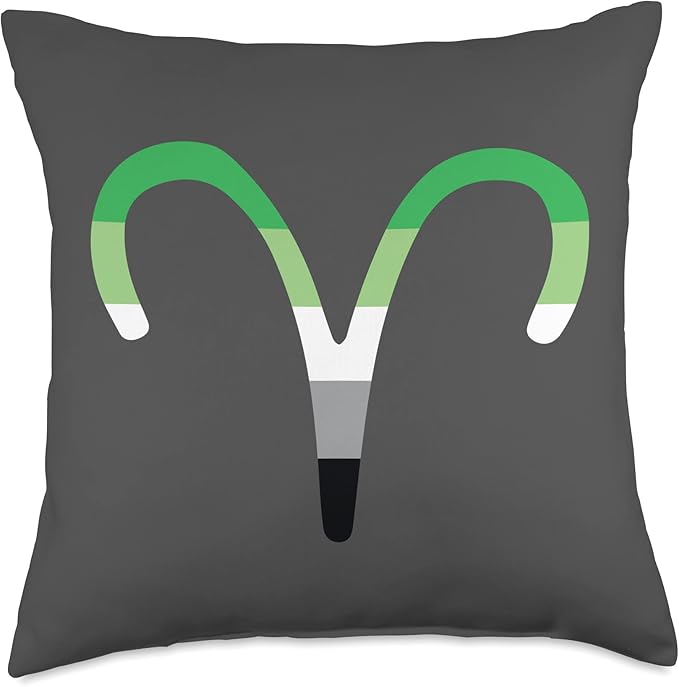 Aromantic Aries Sign Apparel Aries Sign Aromantic Pride Flag Throw Pillow, 18x18, Multicolor - Aries Pillow for men