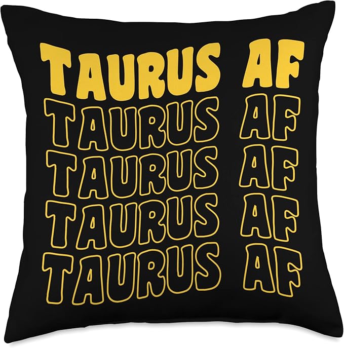 Taurus Symbol Astrology Horoscope Zodiac Sign Af 60s 70s Retro Vintage Style Taurus Sign Throw Pillow, 18x18, Multicolor - Taurus Pillow for men