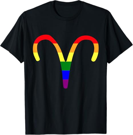 LGBT Aries Sign LGBT Pride Flag T-Shirt - Aries T-Shirt for men