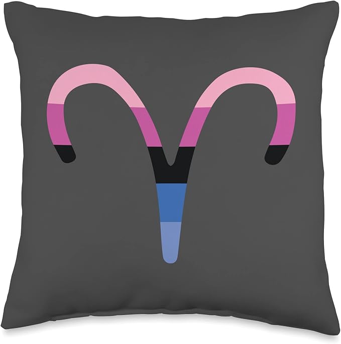 Omnisexual Aries Sign Apparel Aries Sign Omnisexual Pride Flag Throw Pillow, 16x16, Multicolor - Aries Pillow for men