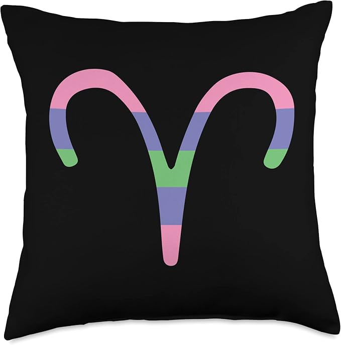 Trigender Aries Sign Apparel Aries Sign Trigender Pride Flag Throw Pillow, 18x18, Multicolor - Aries Pillow for men