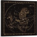 Leo Zodiac Sign Art, Old Russian Astronomy Chart, Star Constellation Illustration, Vintage Style Pri Art Wall Decoration Poster Family Bar Restaurant Garage Cafe Art Sign Gift 16x16inch(40x40cm) - Leo Canvas for men