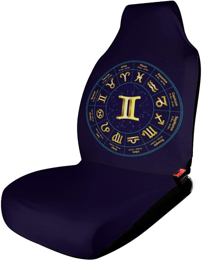 Gemini Horoscope Circle Car Seat Covers Front Seat Protector Soft Interior Seat Mat Covers - Aquarius Car Seat Cover for men