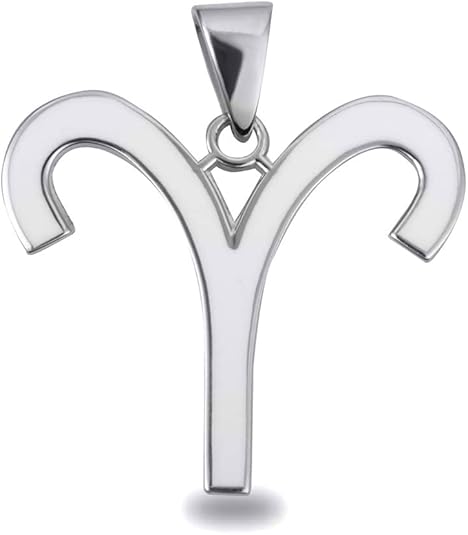 Fine Sterling Silver Zodiac Sign Enamel Pendant Necklace - Aries Necklace for men