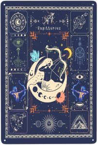 HORSESBLANKET Sagittarius Constellation Astrology Vintage Aluminum Metal Poster Sign Decor Metal Tin Sign For cafe Home Retro Club Bar Bathroom Poster Wall Art & Decor Gift 8x12 inches - Sagittarius Home Decor for men