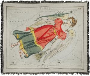 LOGOVISION bCreative - Graffitee Studios - S Hall Blanket, 50"x60" Vintage Virgo Zodiac Woven Tapestry Cotton Blend Fringed Throw Blanket - Virgo Blanket for men