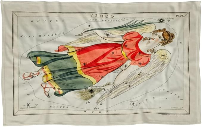 LOGOVISION bCreative - Graffitee Studios - S Hall Blanket, 36"x58" Vintage Virgo Zodiac Fleece Blanket - Virgo Blanket for men
