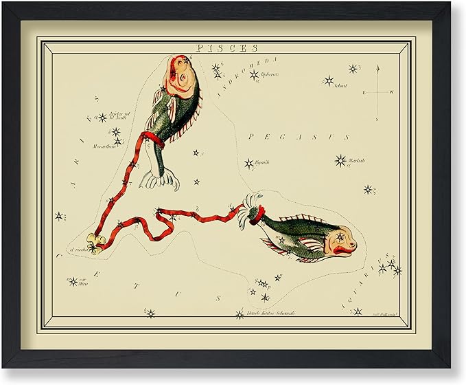 Poster Master Astrology Posters, Pisces Zodiac Constellation Poster, 8x10 Unframed Art Print, Great Vintage Zodiac Poster, Aptitude Vintage Home Wall Decor for Astrology Enthusiasts - Pisces Canvas for men