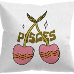 Knibeo Retro Groovy Hippie Pisces Cherries Zodiac Constellations Astrology Throw Pillow Cover,18 x 18 Inch Pillow Cover,Teen Girls Gifts,Home Living Room Girls Bedroom Dorm Decor - Pisces Pillow for men
