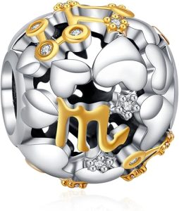 Annmors 12 Zodiac Sign Charm for Bracelet & Necklace 925 Sterling Silver Two Tone Charm Bead fit European Bracelet Christmas Halloween Birthday Gifts for Women Family Friends - Scorpio Accessories for men
