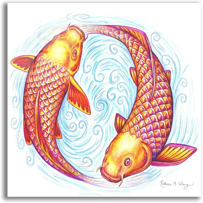 Epic Art 'Pisces' by Rebecca Wang Art, Acrylic Glass Wall Art, 12"x12" - Pisces Canvas for men