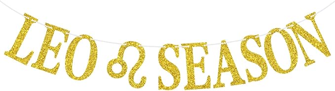 Leo Season Banner, Big Leo Energy Bunting Sign, 12 Constellation Lore Theme Happy Birthday Party Decorations Supplies, Gold Glitter - Leo Canvas for men