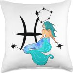 Pisces Horoscope Pisces Astrology Zodiac Sign Cute Birthday Pisces Throw Pillow, 18x18, Multicolor - Pisces Pillow for men