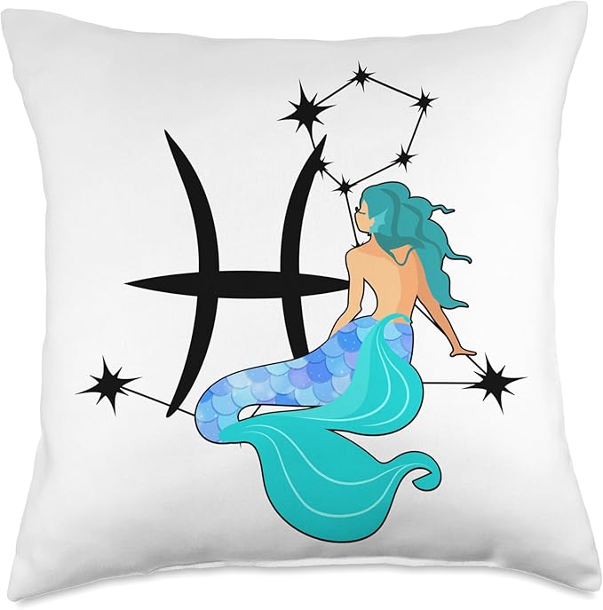Pisces Horoscope Pisces Astrology Zodiac Sign Cute Birthday Pisces Throw Pillow, 18x18, Multicolor - Pisces Pillow for men