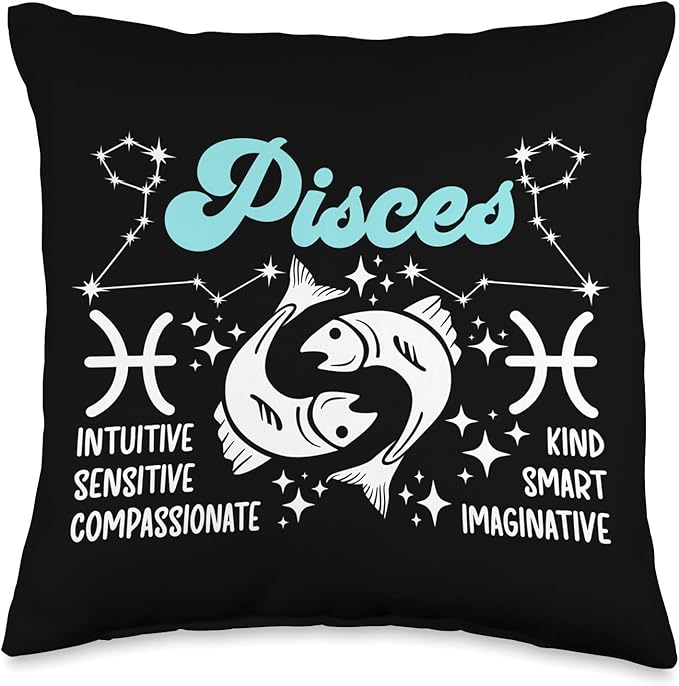 Pisces Astrology For Pisces Zodiac Sign Zodiac Sign Birthday Pisces Horoscope Throw Pillow, 16x16, Multicolor - Pisces Pillow for men