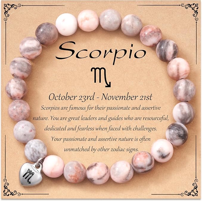 Zodiac Bracelet for Women Horoscope Constellation Natural Stone Unique Bithday Gift - Scorpio Products for men