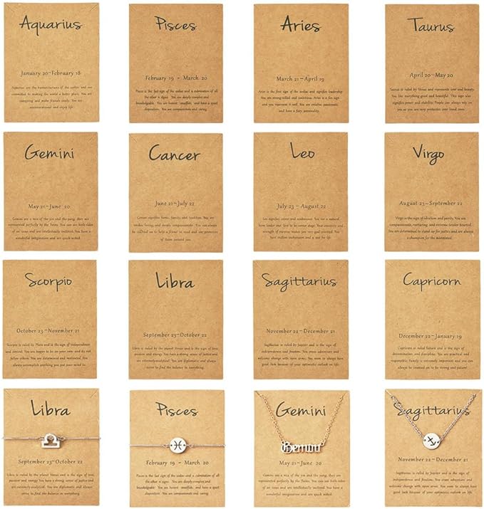 Fashewelry 120pcs Jewelry Display Cards Zodiac Bracelet Necklace Cards for Selling 12 Constellations Jewelry Holders for Hanging Packing Display - Aries Bracelet for men