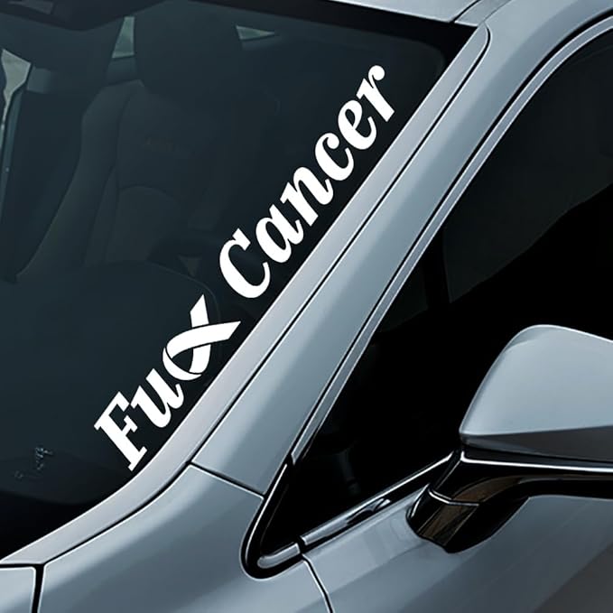 Fuck Cancer Windshield Banner Sticker Car Decal Window Bumper Decal Sticker Suitable for Cars, Trucks - Cancer Car Accessories for men