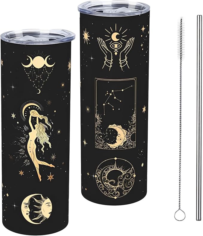 Aquarius Constellation Tumbler Zodiac Coffee Mugs Stainless Steel Insulated Mug with Lid Straw Car Cup for Men Women Astrology Fans Birthday Gifts 20 Oz - Aquarius Mug for men